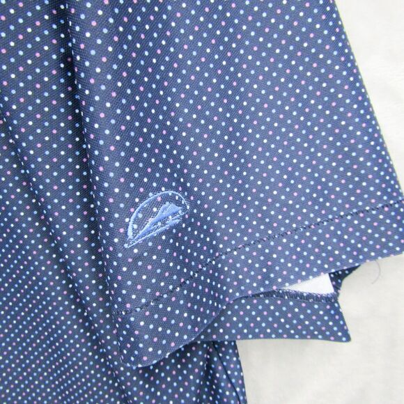 Peter Millar Polo Shirt Mens Extra Large Summer Comfort Blue Polka Dot Pattern - Picture 7 of 13